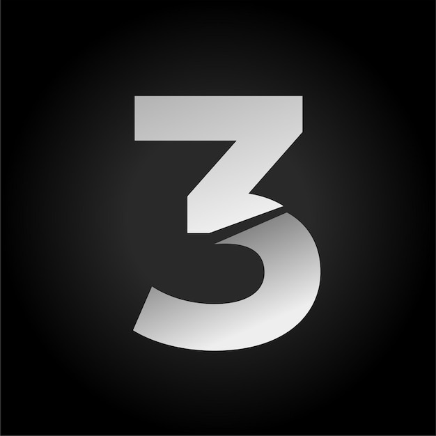 Ciemne tło Effect Sliced Number 3 Icon z nowoczesnym wizualizacją