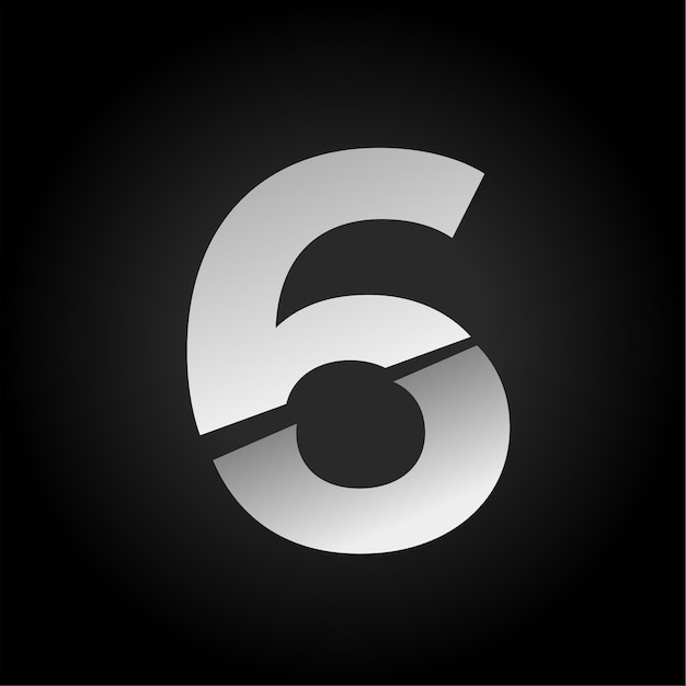 Ciemne tło Effect Sliced Number 6 Icon z nowoczesnym wizualizacją
