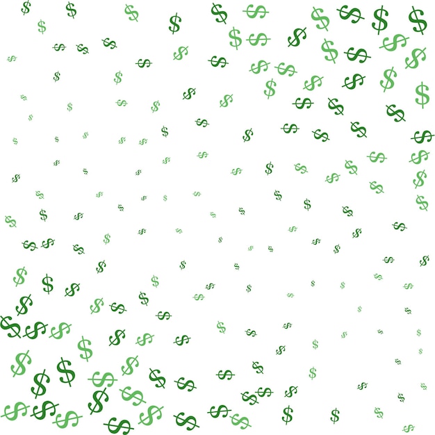 Ciemnozielone tło wektor ze znakami dolarów. Nowoczesne geometryczne streszczenie ilustracja z symboli bankowych. EPS