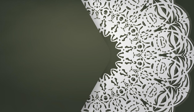 Plik wektorowy ciemnozielony szablon transparentu z indyjskim białym wzorem do projektowania logo