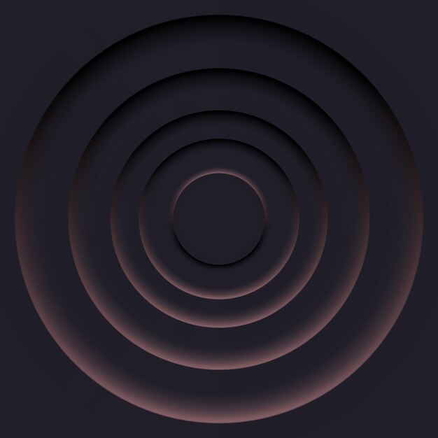 Ciemny okrągły abstrakcyjny neomorfizm Gradientne warstwy koncentryczne z zacienioną głębokością minimalistyczna geometria odpowiednia do eleganckich wzorów wizualnych lub tła