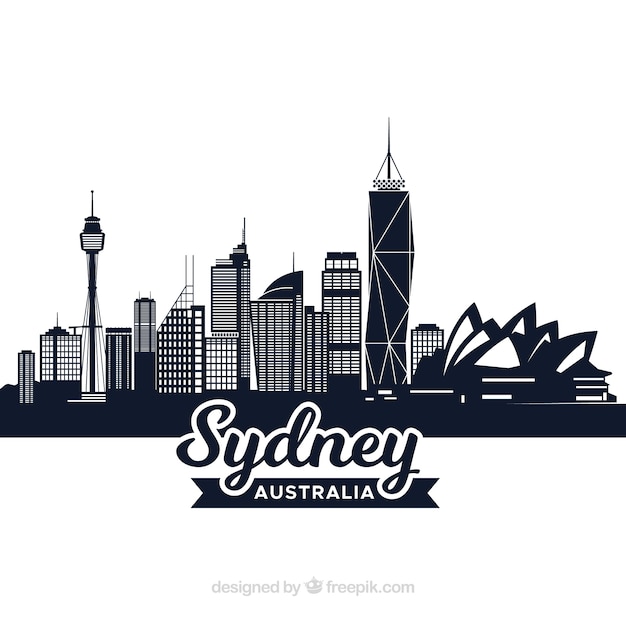 Plik wektorowy ciemny projekt skyline z sydney