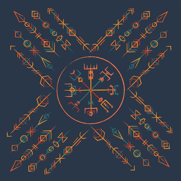 Ciemny Runiczny Symbol Koloru Boho