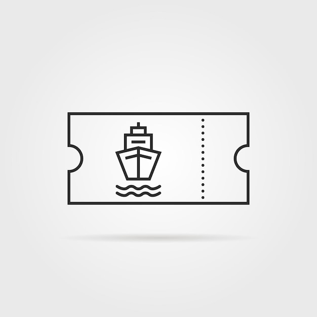 Plik wektorowy cienka linia biletu na łódź morską czarna ikona