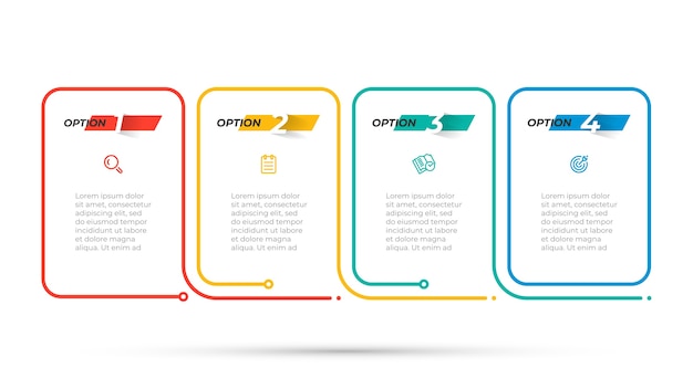 Cienka Linia Infografika Z Ikoną I Numerem. Koncepcja Biznesowa Z 4 Opcjami Lub Krokami. Szablon Wektor.