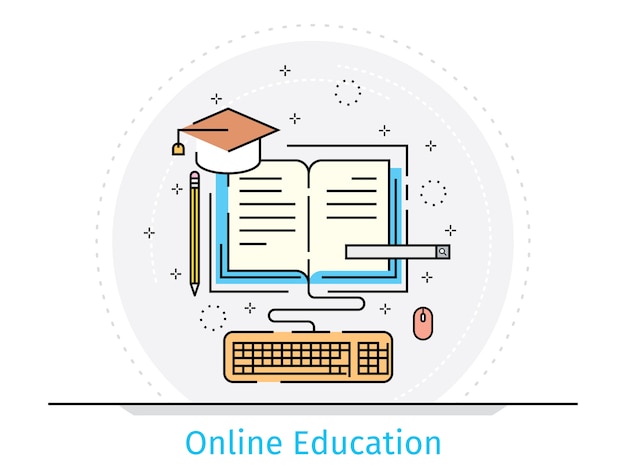 Cienka Linia Płaska Koncepcja Edukacji Online
