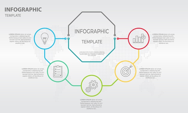 Cienka Linia Schemat Infografika 5 Opcji