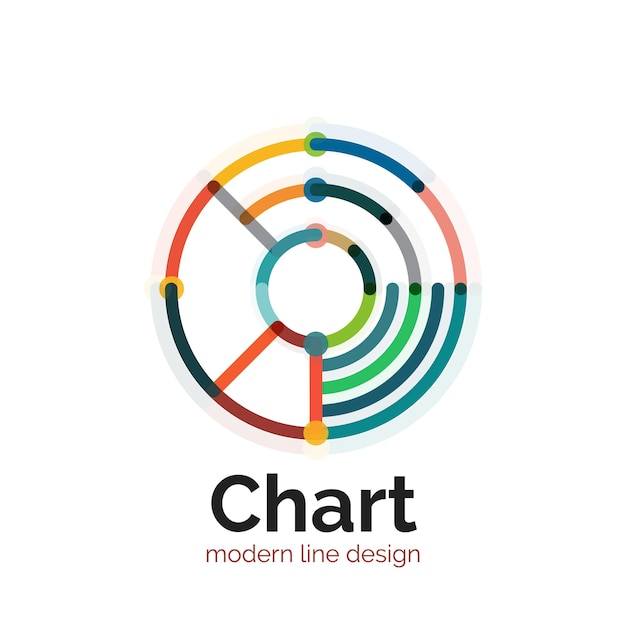 Cienki Wykres Liniowy Projektowanie Logo Ikona Wykresu Nowoczesny Kolorowy Płaski Styl