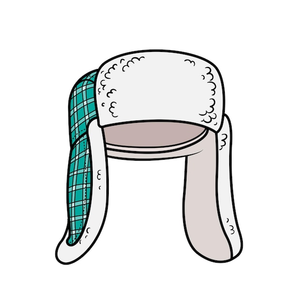 Plik wektorowy ciepła czapka zimowa w kratkę z nausznikami z futerkiem w wersji unisex do kolorowania na białym tle