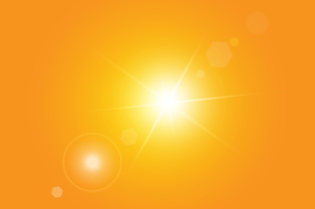 Ciepłe słońce na żółtym tle. Leto.bliki solar rays.range żółte tło