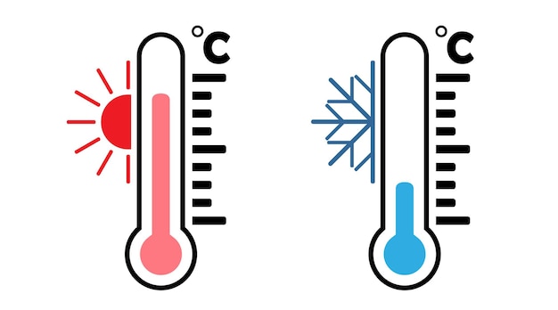 ciepły i zimny termometr wskaźnik temperatury ikona grafika wektorowa wyizolowana na przezroczystym tle