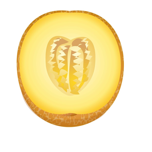 Cięty melon ikona kreskówka wektor Żółte owoce Słodka spadź