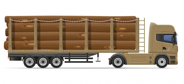 Ciężarówka Naczepa Dostawa I Transport Ilustracji Wektorowych Koncepcji Materiałów Budowlanych