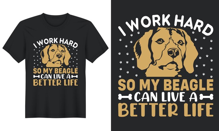 Wektor ciężko pracuję, aby mój beagle mógł żyć lepszym życiem dog t shirt design