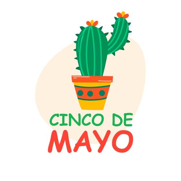 Cinco De Mayo Meksykański Kaktus Ikona Ilustracja Wektorowa Symbolu