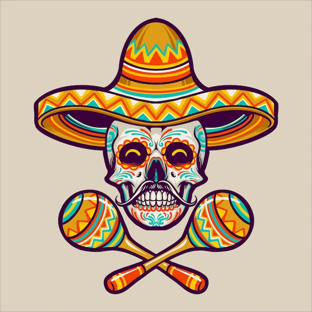 Cinco De Mayo Skull Head Character