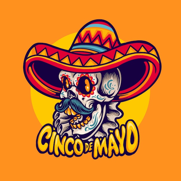 Cinco De Mayo Skull Head Character