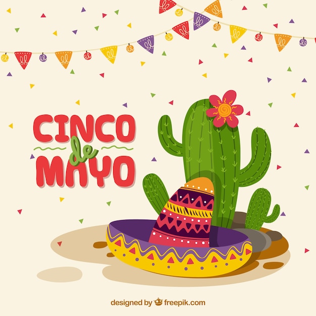 Cinco De Mayo Tło Z Kaktusem