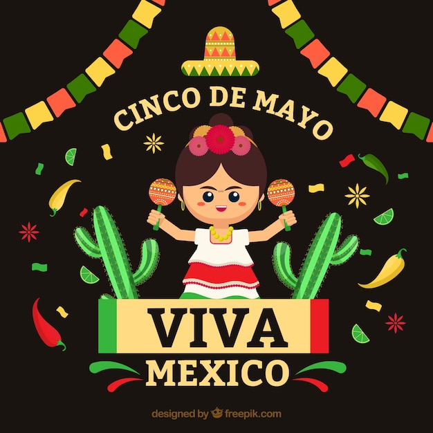 Cinco De Mayo Tło Z Meksykańską Kobietą