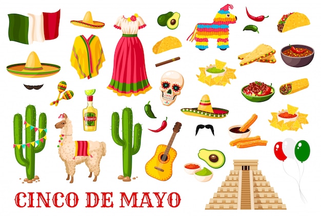 Cinco De Mayo Tradycyjne Meksykańskie Symbole Wakacyjne