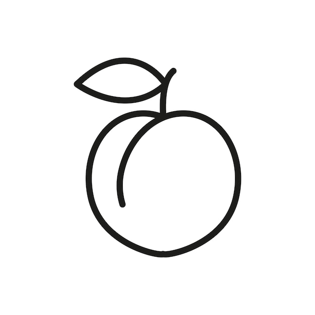Clean line drawing of peach icon suitable for food packaging or botanical charts