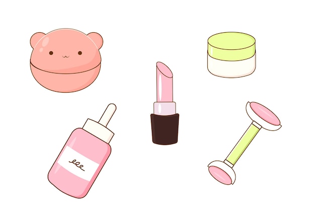 clipart koreański kosmetyki ładny ilustracji wektorowych na białym tle