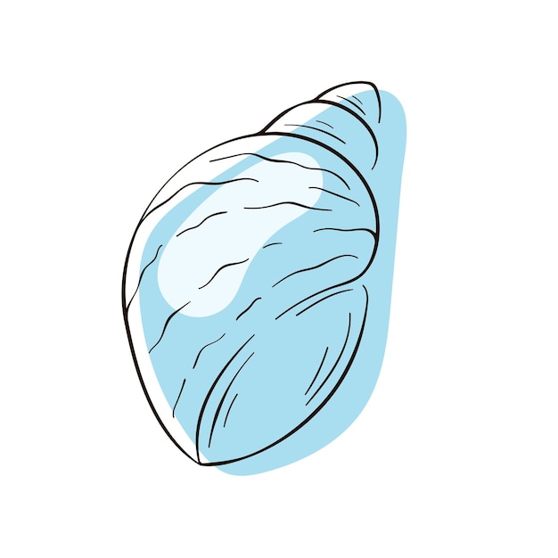 Clipart muszli morskich w linii sztuki z niebieskim kolorem Sylwetka letniej muszli podwodnej dla logo sklepu restauracyjnego na rynku owoców morza Ilustracja wektorowa izolowana na białym tle