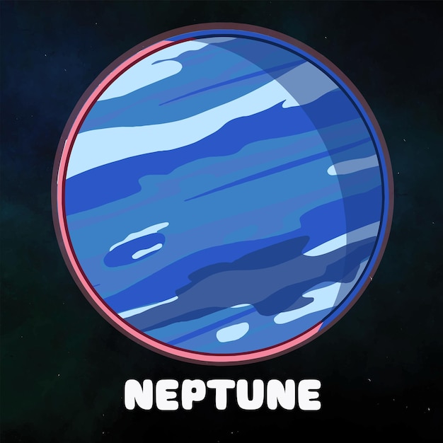 Clipart planeta Neptun w układzie słonecznym Ilustracja wektora rysunku ręcznego planety Neptuna