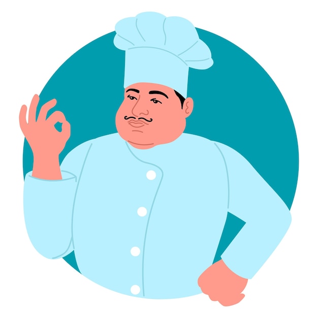 Clipart przedstawiający szefa kuchni wykonującego doskonały gest dłoni, idealny do menu restauracji, blogów kulinarnych i projektów związanych z jedzeniem Gest szefa kuchni symbolizuje kulinarną doskonałość i doskonałość