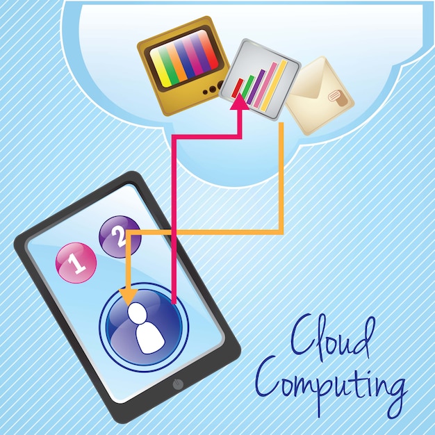 Cloud Computing Networking Na Niebieskim Tle Ilustracji Wektorowych