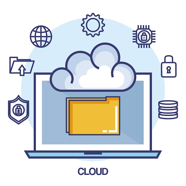 Cloud computing ustawić płaskie ikony