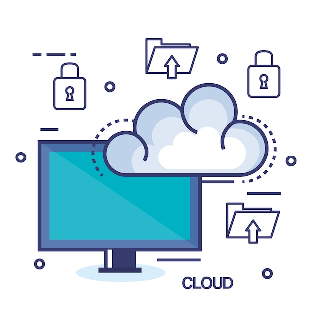 Cloud computing ustawić płaskie ikony