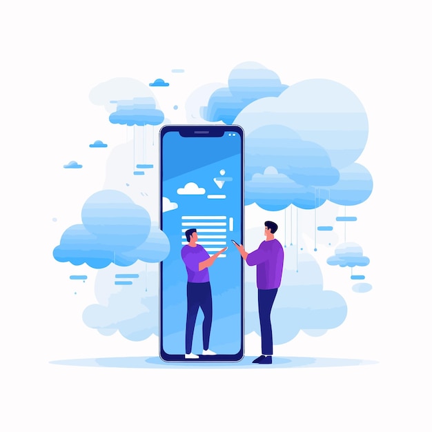 Plik wektorowy cloud_computing_with_man_using_a_smartphone