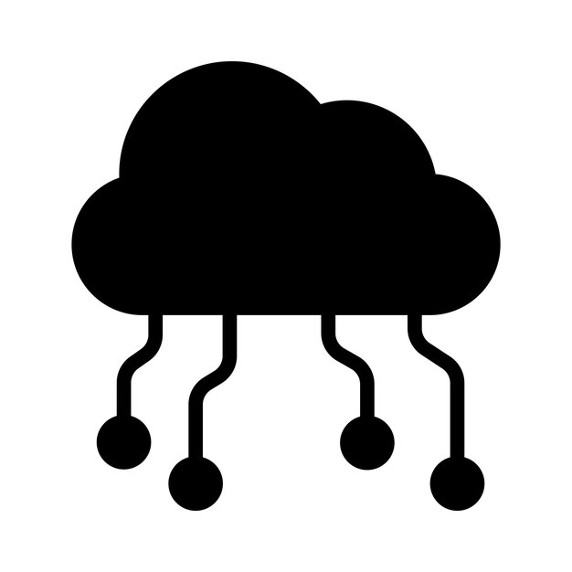 Cloud Computing Znak Symbol Wektor Glif Kolor Ikona