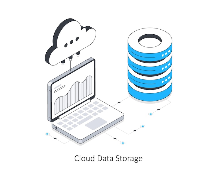 Wektor cloud data storage isometryczna ilustracja zapasów eps ilustracja plików zapasów