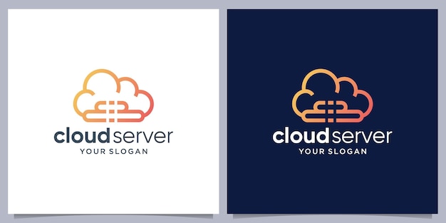 Cloud tech logo transfer database server storage logo design inspiracja