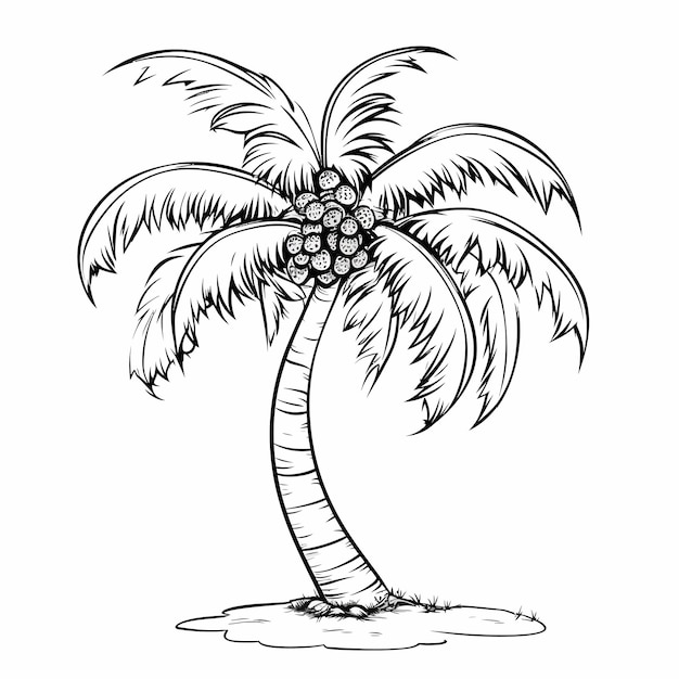 Plik wektorowy coconut_tree_isolated_coloring_page