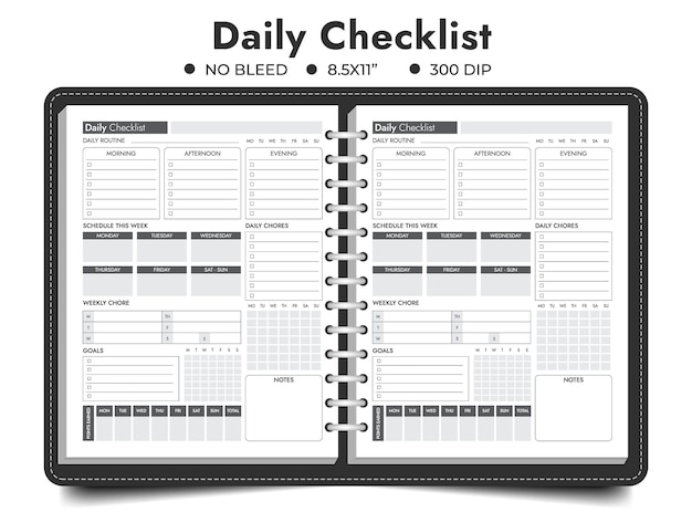 Codzienna Lista Kontrolna Rutynowa Strona Notatnika Do Planowania Dziennika, Tracker Do Wydrukowania, Dzienny Planer Działań,