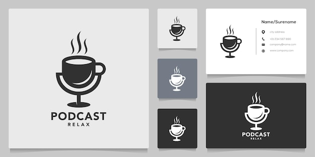 Plik wektorowy coffee cup podcast logo design minimalistyczny design