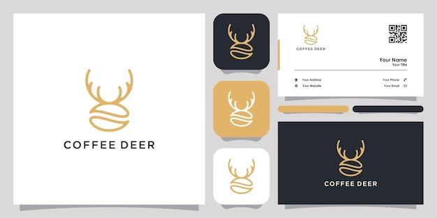 Coffee Horn Deer Logo Ikona Symbol Szablon Logo I Wizytówka