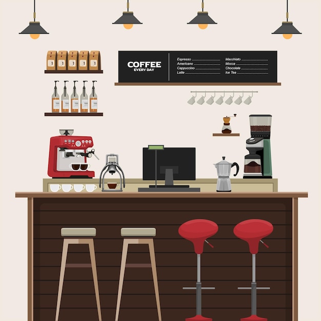 Coffee Shop Projektowanie Wnętrz Vector