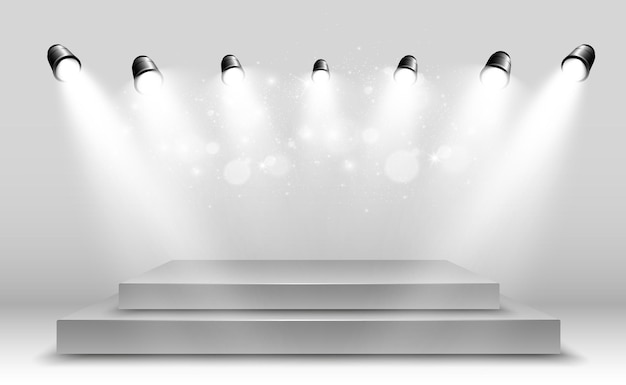 Plik wektorowy cokół lub platforma podium oświetlona reflektorami w tle ilustracji wektorowych