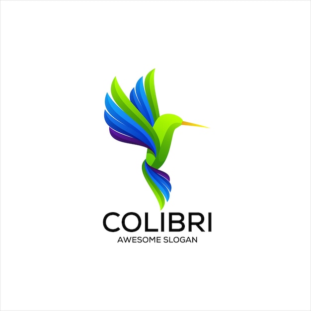 Colibri Ptak Gradient Kolorowe Logo Projekt