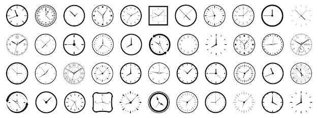 Collection of Various Clock Faces Depicting Different Times