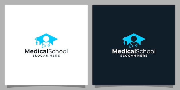 College Graduation Cap Projekt Logo Campus Education I Projekt Graficzny Ilustracji Logo Lekarza