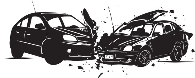 Plik wektorowy collision canvas czarny emblemat wypadku samochodowego noir collision chronicle car crash vector icon