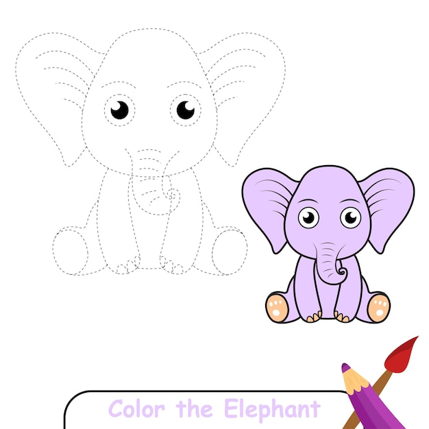 Plik wektorowy color the elephant kolorowanka dla dzieci słoń vector graphics