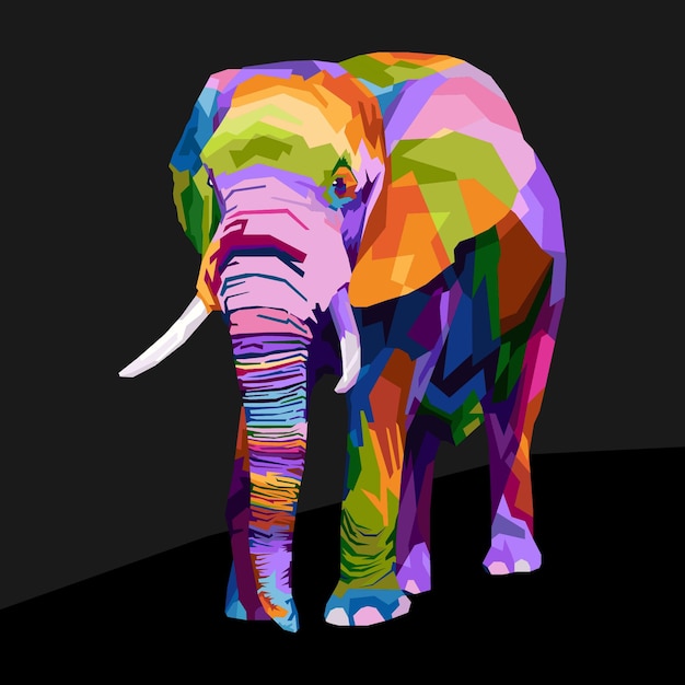 Colrful styl portretu pop-artu słonia