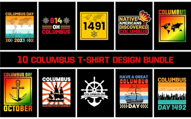 Columbus Day Bundle T Shirt Design Vector Bundle T Shirt Design