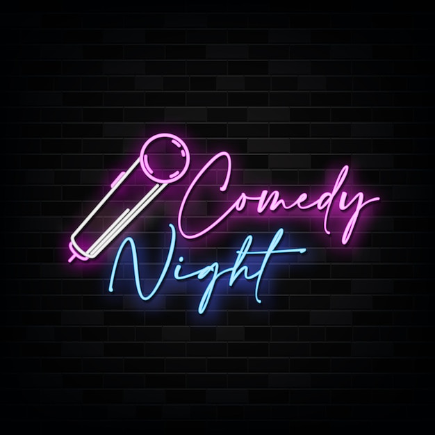 Comedy Night Neon Signs Style Tekst Wektor